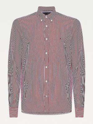 Tommy Hilfiger 1985 Essential Stripe Slim Fit Overhemd Heren Rood | TH942ELN