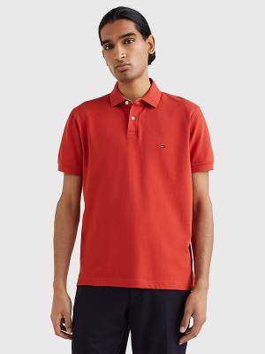 Tommy Hilfiger 1985 Essential TH Flex Poloshirt Heren Rood | TH635JOP