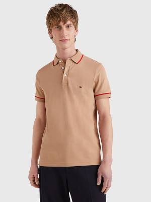 Tommy Hilfiger 1985 Essential TH Flex Slim Poloshirt Heren Bruin | TH621AZQ