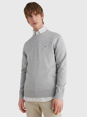 Tommy Hilfiger 1985 Essential TH Flex Sweatshirt Truien Heren Grijs | TH605IQC