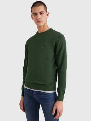 Tommy Hilfiger 1985 Essential TH Flex Sweatshirt Truien Heren Groen | TH794BMW