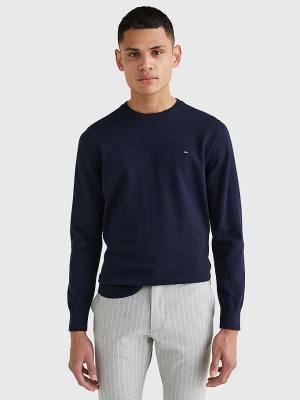 Tommy Hilfiger 1985 Essential TH Flex Sweatshirt Truien Heren Blauw | TH804SKQ