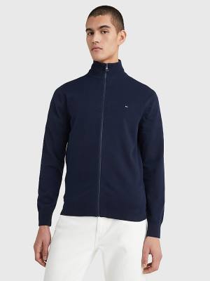 Tommy Hilfiger 1985 Essential TH Flex Zip-Thru Cardigan Truien Heren Blauw | TH203RWG