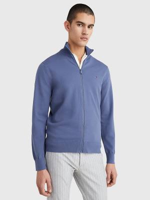 Tommy Hilfiger 1985 Essential TH Flex Zip-Thru Cardigan Truien Heren Blauw | TH459BER