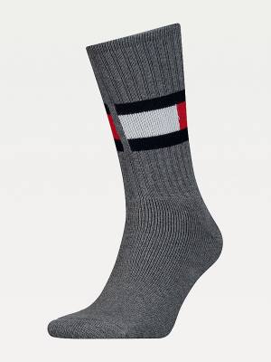 Tommy Hilfiger 1-Pack Colour-Blocked Flag Sokken Heren Grijs | TH738UAH