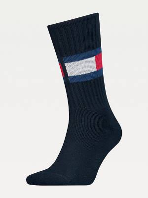 Tommy Hilfiger 1-Pack Colour-Blocked Flag Sokken Heren Blauw | TH876FHC