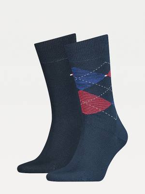 Tommy Hilfiger 2-Pack Argyle Mix Sokken Heren Blauw | TH294NFK