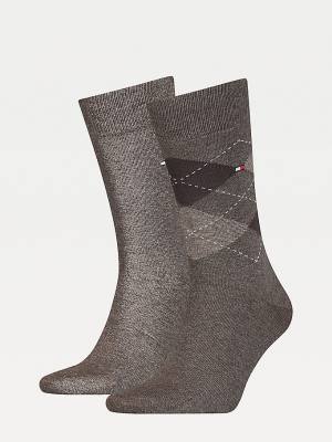 Tommy Hilfiger 2-Pack Argyle Mix Sokken Heren Bruin | TH412ZBY