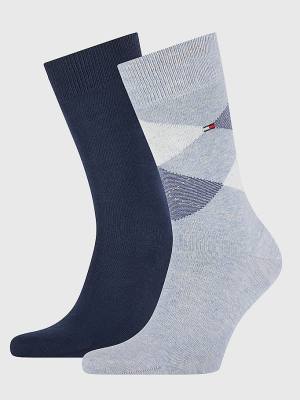 Tommy Hilfiger 2-Pack Argyle Mix Sokken Heren Blauw | TH827VXT