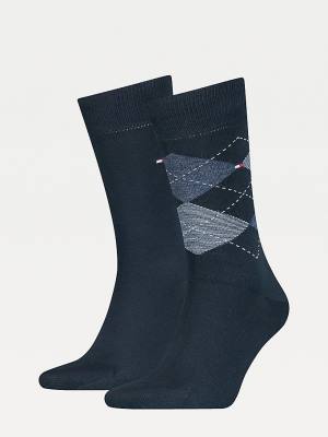 Tommy Hilfiger 2-Pack Argyle Mix Sokken Heren Blauw | TH865GCR