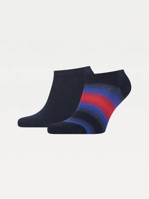 Tommy Hilfiger 2-Pack Baja Stripe Trainer Sokken Heren Blauw | TH802HLX