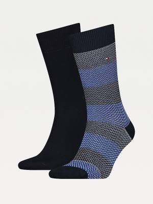 Tommy Hilfiger 2-Pack Bird Eye Stripe Sokken Heren Blauw | TH903LEC