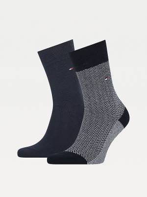 Tommy Hilfiger 2-Pack Herringbone Neppy Sokken Heren Blauw | TH032QOV