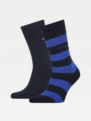 Tommy Hilfiger 2-Pack Rib-Knit Rugby Sokken Heren Blauw | TH612VUA