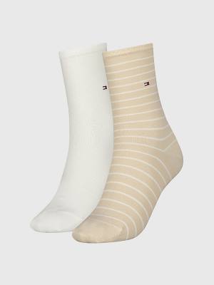 Tommy Hilfiger 2-Pack Slim Stripe Sokken Dames Beige | TH483BOM