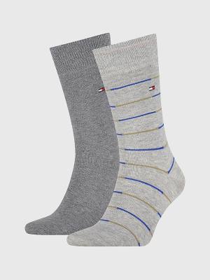 Tommy Hilfiger 2-Pack Stripe Sokken Heren Grijs | TH741LUB