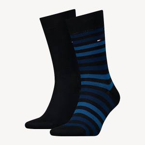 Tommy Hilfiger 2-Pack Stripe Sokken Heren Blauw | TH978JLG