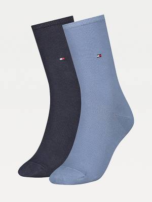 Tommy Hilfiger 2-Pack Vrijetijds Sokken Dames Blauw | TH849KGD