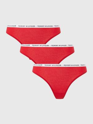 Tommy Hilfiger 3-Pack Recycled Katoenen Thongs Ondergoed Dames Rood | TH703WLD