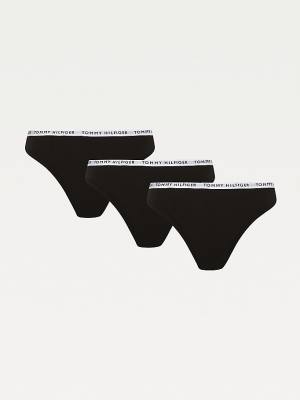 Tommy Hilfiger 3-Pack Recycled Katoenen Thongs Ondergoed Dames Zwart | TH760BDS