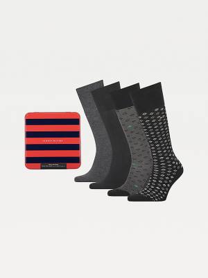 Tommy Hilfiger 4-Pack Gift Box Knee-High Sokken Heren Zwart | TH781JBT