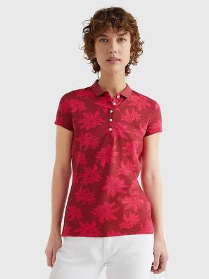 Tommy Hilfiger Abstract Print Slim Fit Poloshirt Dames Roze | TH413MSY