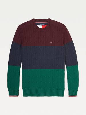 Tommy Hilfiger Adaptive Colour-Blocked Crew Neck Jumper Truien Heren Rood | TH147ZRE