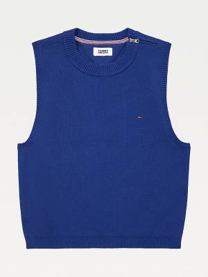 Tommy Hilfiger Adaptive Crop Mock Turtleneck Jumper Truien Dames Blauw | TH580UXS