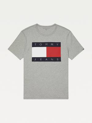 Tommy Hilfiger Adaptive Flag Katoenen Sensory Friendly T-shirts Heren Grijs | TH651HKS