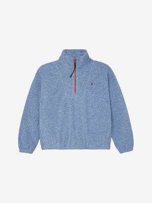 Tommy Hilfiger Adaptive Half Zip Popover Sweatshirts Dames Blauw | TH782SLQ