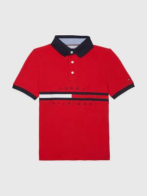 Tommy Hilfiger Adaptive Icons Stripe Polo T-shirts Jongens Rood | TH291TER
