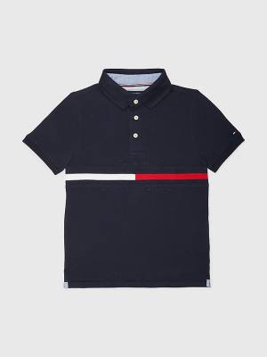 Tommy Hilfiger Adaptive Icons Stripe Polo T-shirts Jongens Blauw | TH429RDM