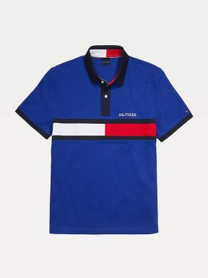 Tommy Hilfiger Adaptive Katoenen Flag Custom Fit Poloshirt Heren Blauw | TH789FIA