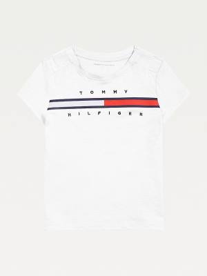 Tommy Hilfiger Adaptive Pure Katoenen Logo T-shirts Meisjes Wit | TH398RYG