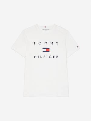 Tommy Hilfiger Adaptive Pure Katoenen Logo T-shirts Heren Wit | TH498GMB