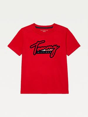 Tommy Hilfiger Adaptive Pure Katoenen Logo T-shirts Jongens Rood | TH927EZH