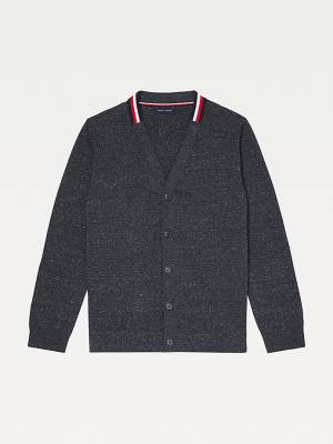 Tommy Hilfiger Adaptive Signature Collar Cardigan Truien Heren Zwart | TH526AKI