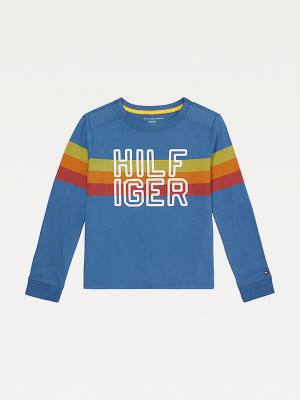 Tommy Hilfiger Adaptive Stripe Logo Long Sleeve T-shirts Jongens Blauw | TH320ACP