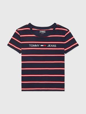 Tommy Hilfiger Adaptive Stripe Multicolour Logo T-shirts Dames Blauw | TH859WYV