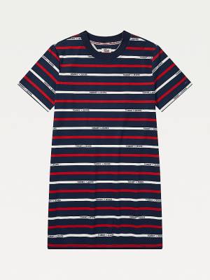 Tommy Hilfiger Adaptive Stripe Print Jurken Dames Blauw | TH412RQY