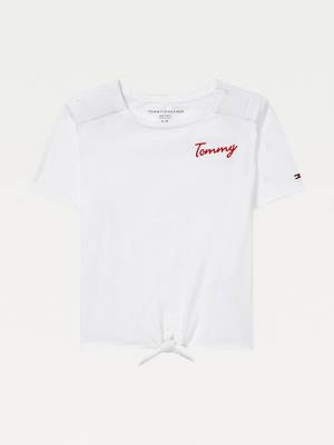 Tommy Hilfiger Adaptive Tie-Front T-shirts Meisjes Wit | TH724BFN