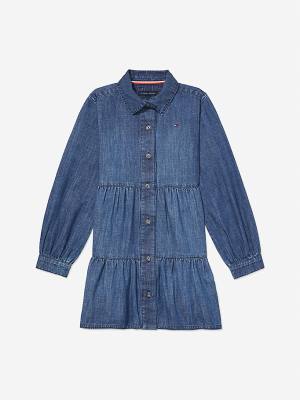 Tommy Hilfiger Adaptive Tiered Denim Jurken Meisjes Blauw | TH129IBK