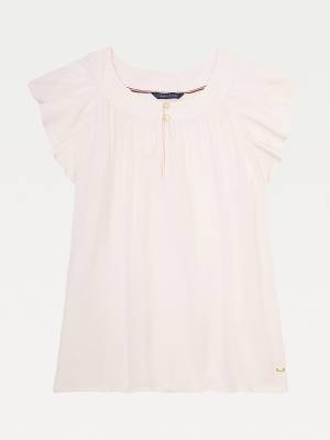 Tommy Hilfiger Adaptive Viscose Butterfly Sleeve Top T-shirts Dames Roze | TH582NFA