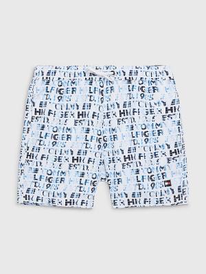 Tommy Hilfiger All-Over Logo Mid Length Shorts Zwemkleding Jongens Wit | TH850PRA