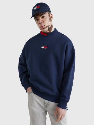 Tommy Hilfiger Badge Crew Neck Sweatshirts Heren Blauw | TH059QSM