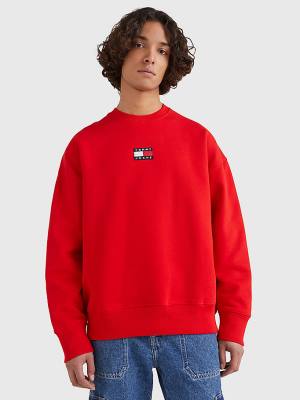 Tommy Hilfiger Badge Crew Neck Sweatshirts Heren Rood | TH270TVI