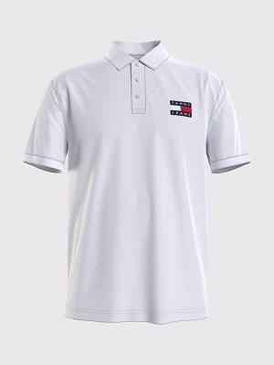 Tommy Hilfiger Badge Lichtgewicht Regular Fit Poloshirt Heren Wit | TH459LFC