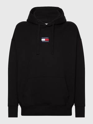 Tommy Hilfiger Badge Organic Katoenen Hoodie Heren Zwart | TH074JNQ