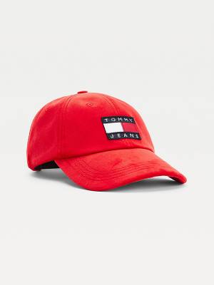 Tommy Hilfiger Badge Velvet Cap Hoeden Dames Rood | TH546NIR