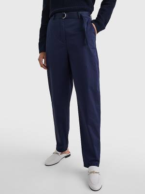 Tommy Hilfiger Belted Taille Tapered Leg Chinos Broek Dames Blauw | TH490LHE